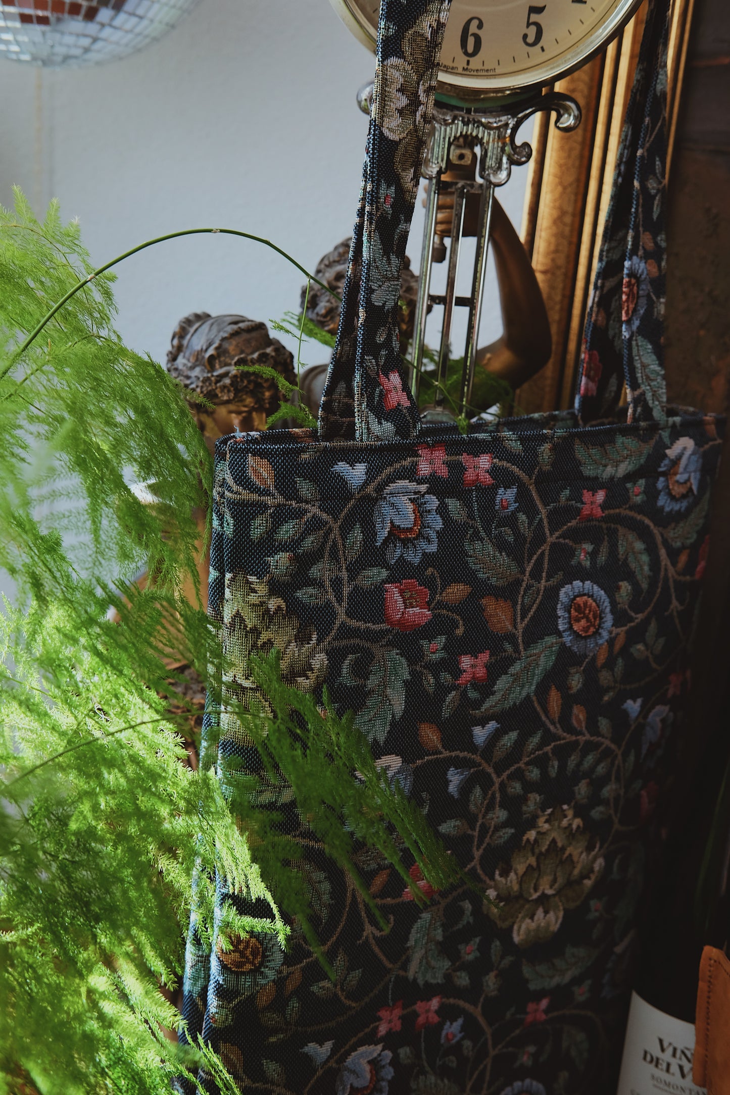 Tote bag índigo con flores