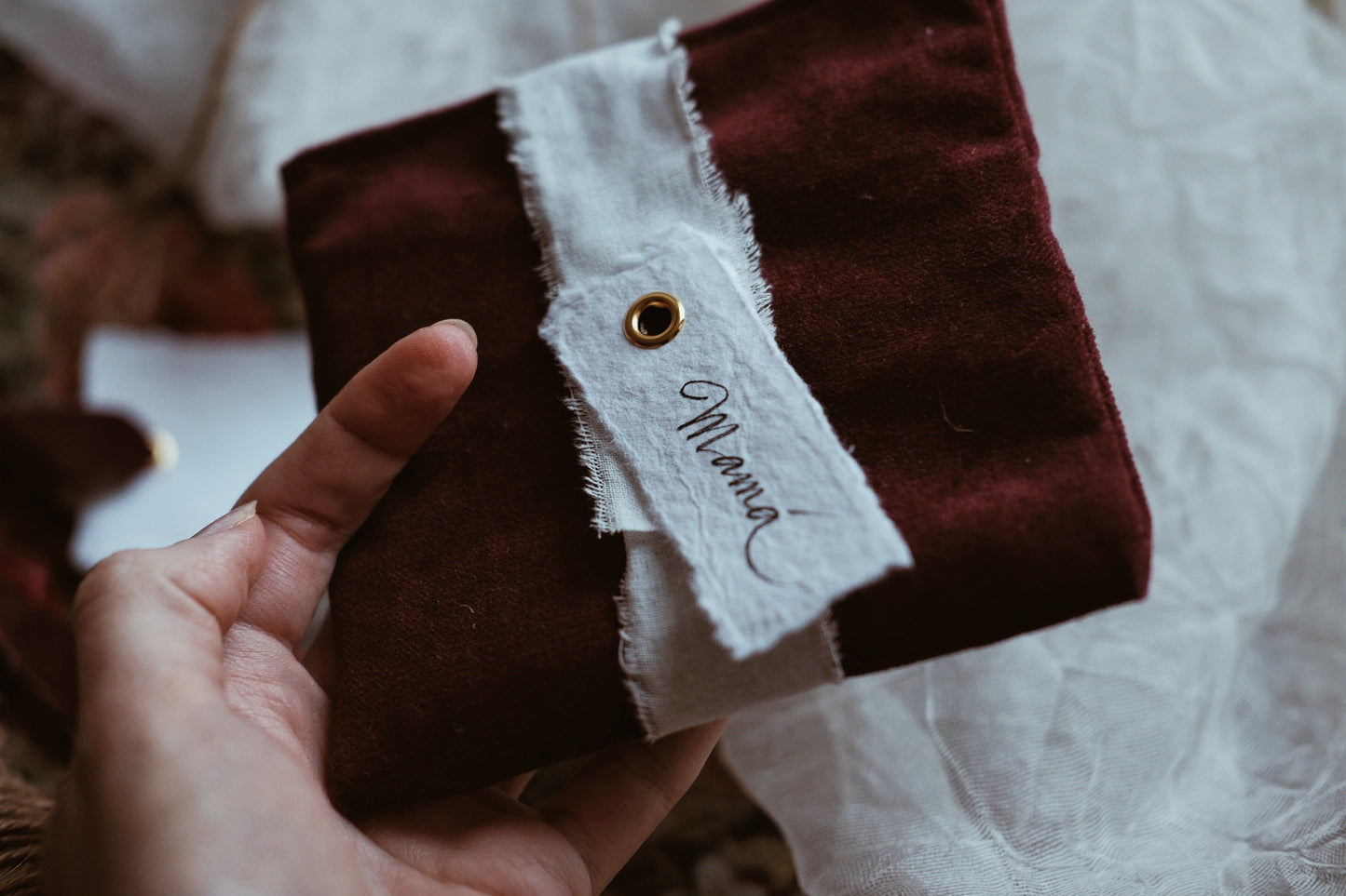 Invitación de boda textil