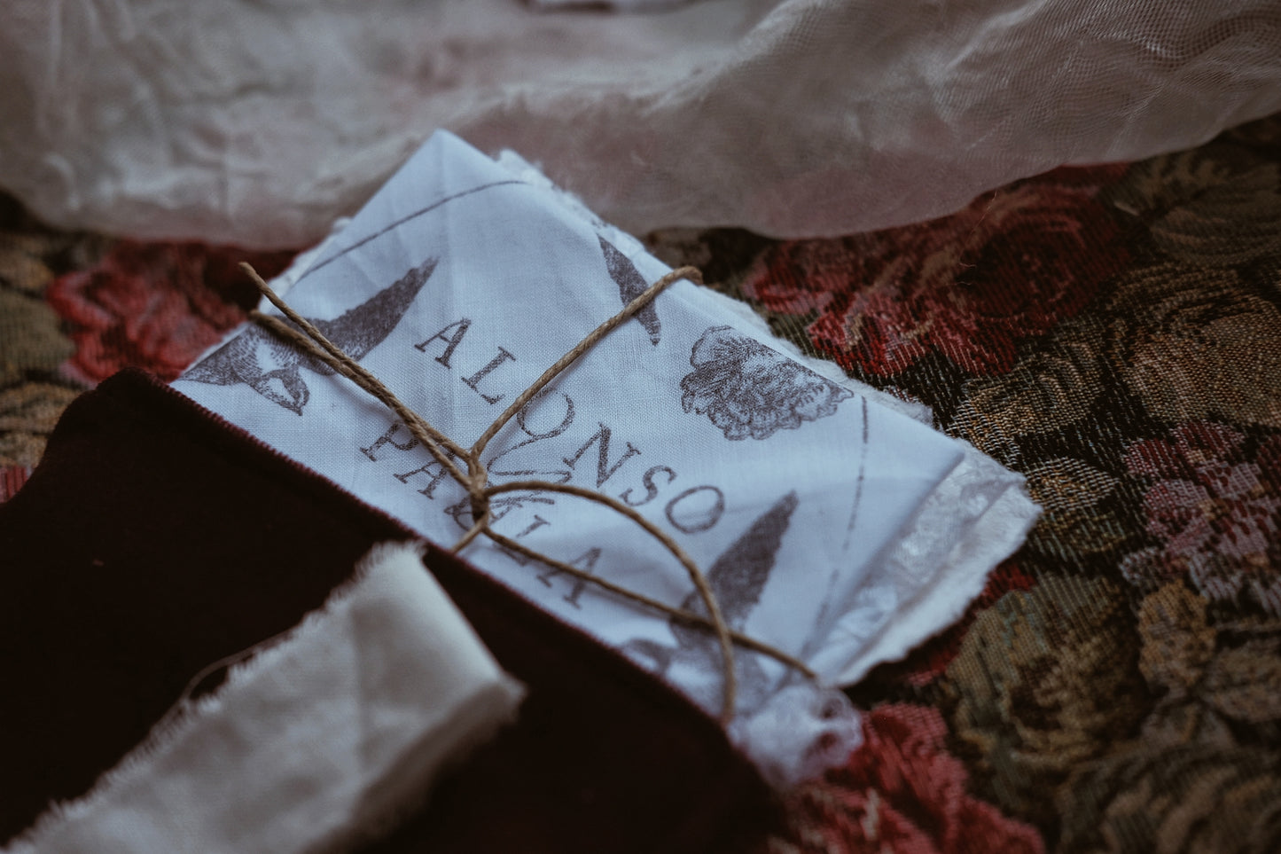 Invitación de boda textil