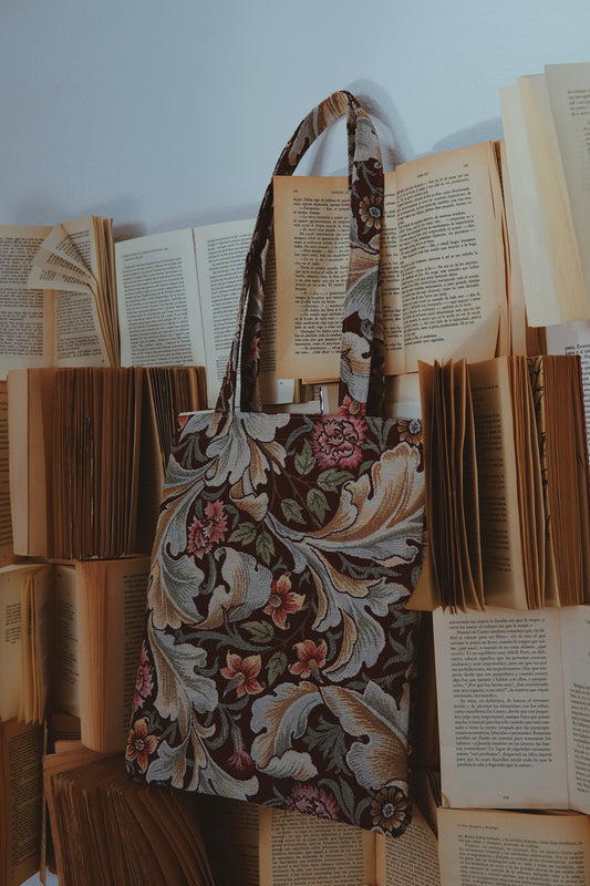 Tote bag burdeos con flores