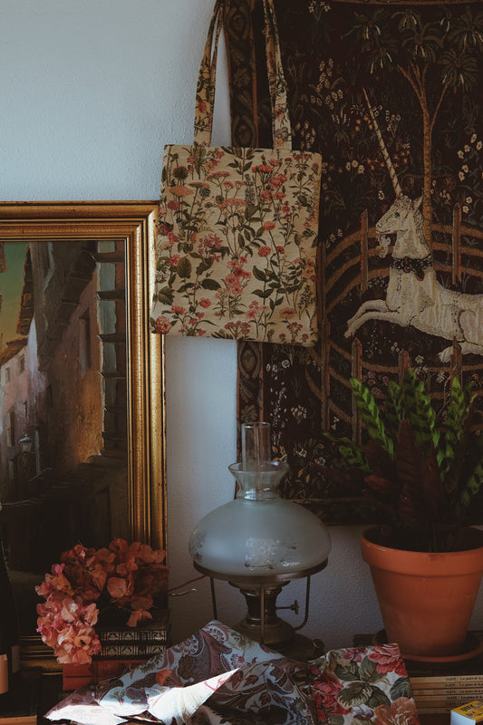 Tote bag crema flores