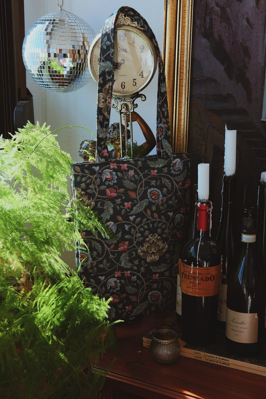 Tote bag índigo con flores